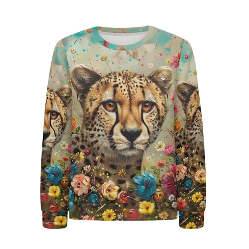PinUp Angel Funny Animal Graphic Pullover Long Sleeve Cute Oil Painting Patterned Pullover Tops Cartoon Sweatshirt For Kids3