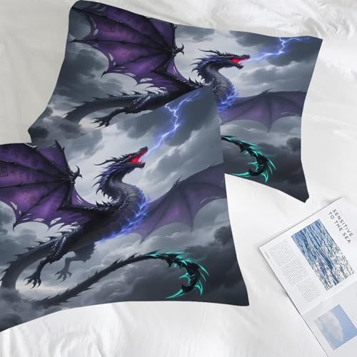 Image of 3D Dragon Comforter Set Full Size Lightning Dragon Animal Bedding Sets for Girls Boys Kids Adults Bedroom Decor Thunder Magical Beast Quilt 1 Comforter 2 Pillowcases