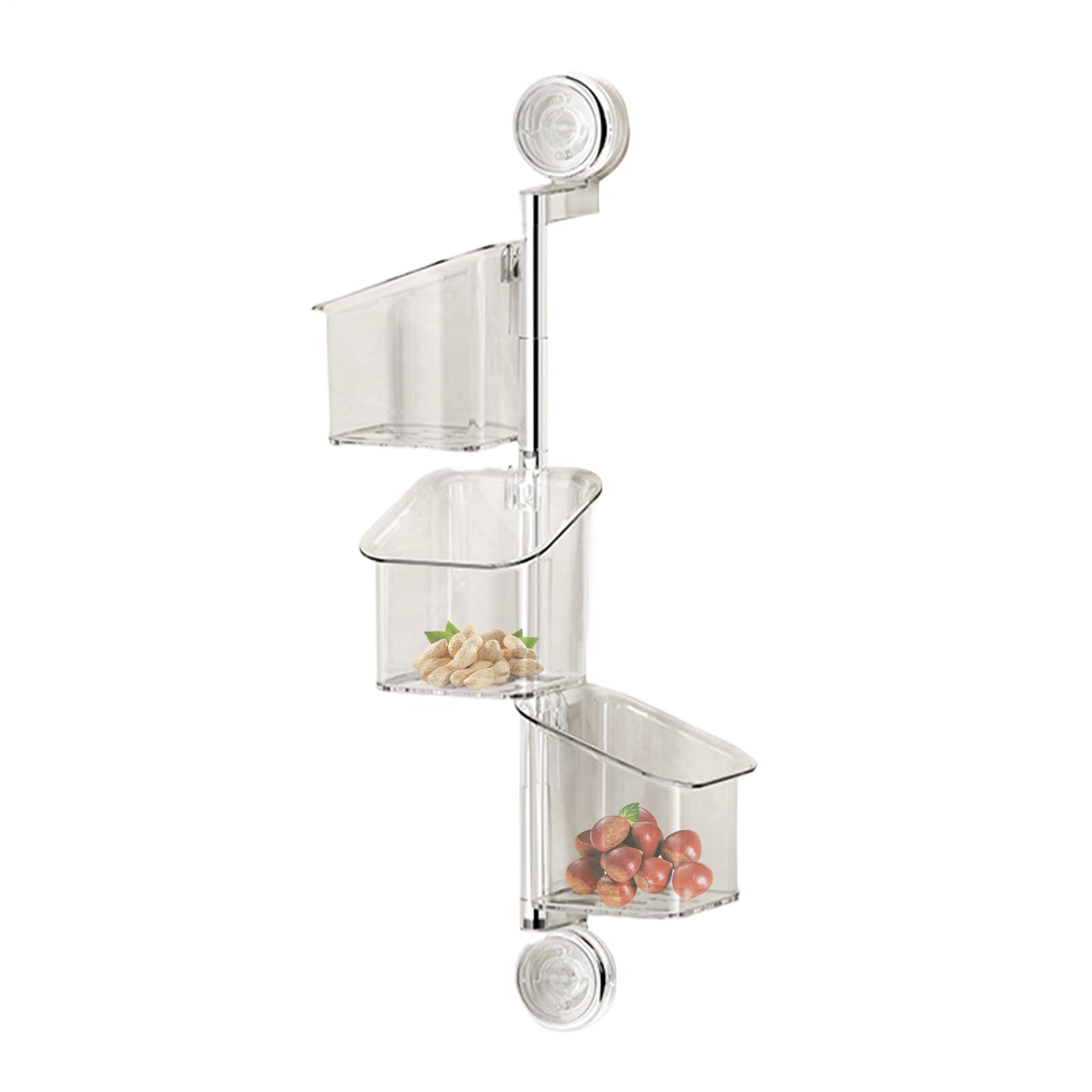 Étagère à ventouse rotative pour douche sans perçage gris transparent