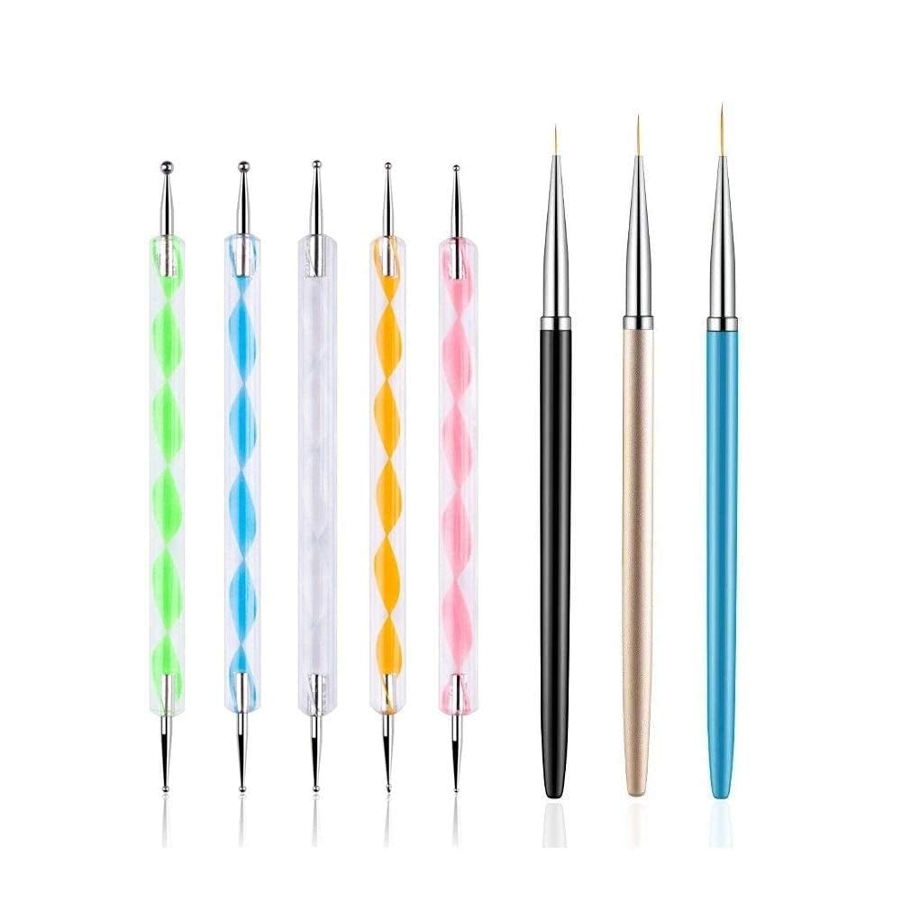 5 PCS Dotting Pen Tool Dot Paint Manicure kit with 3 PCS Nail Painting Brushes, Professional Nail Art Brushes- Nail Art Brush Pen,Nail Art Design Tools.-image-42