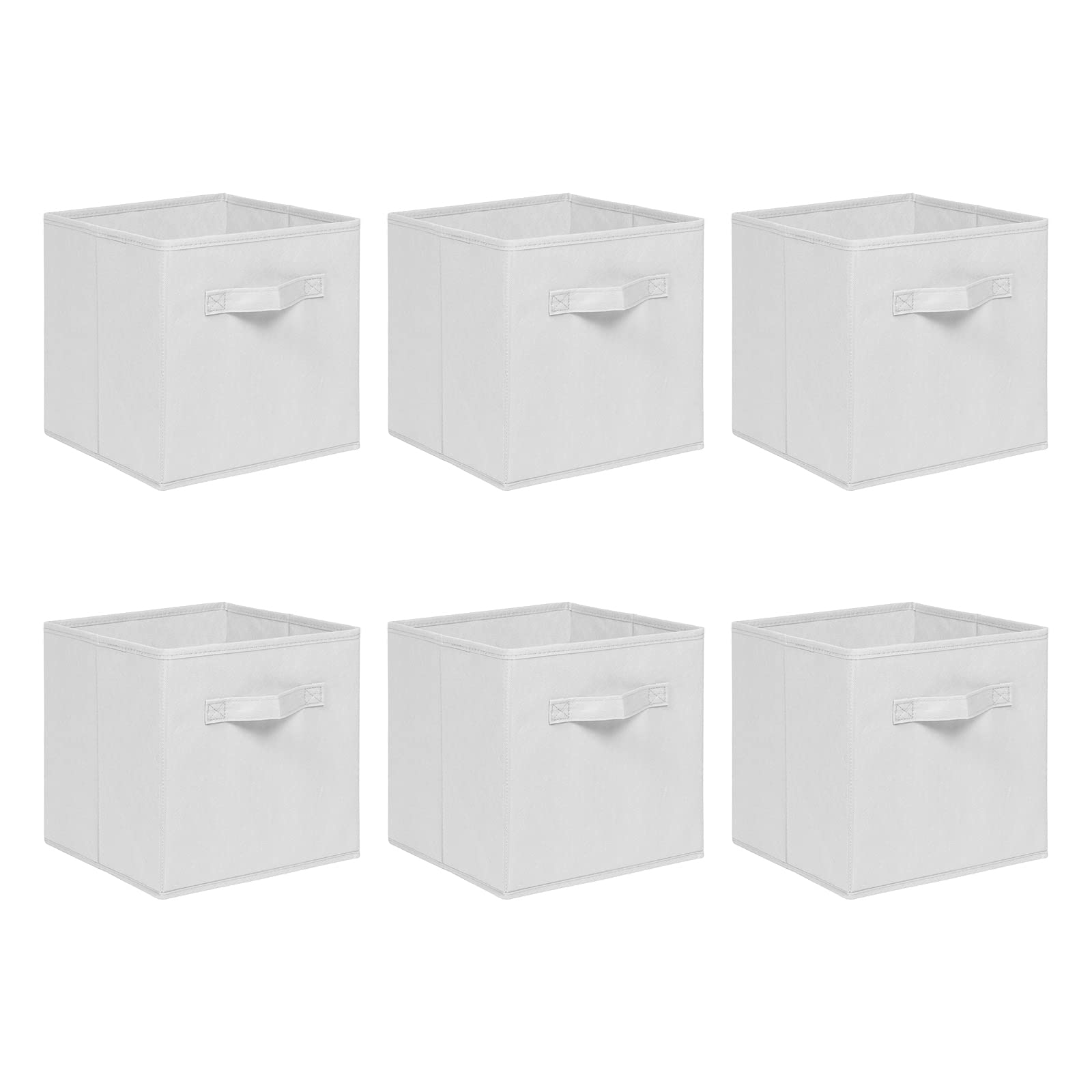 NICEME Foldable Cube Storage Unit Boxes, Non-Woven Fabric Storage Boxes Set, Clothes Drawers for Shelves, 26.5x26.5x28 cm (Off White, Set of 6)