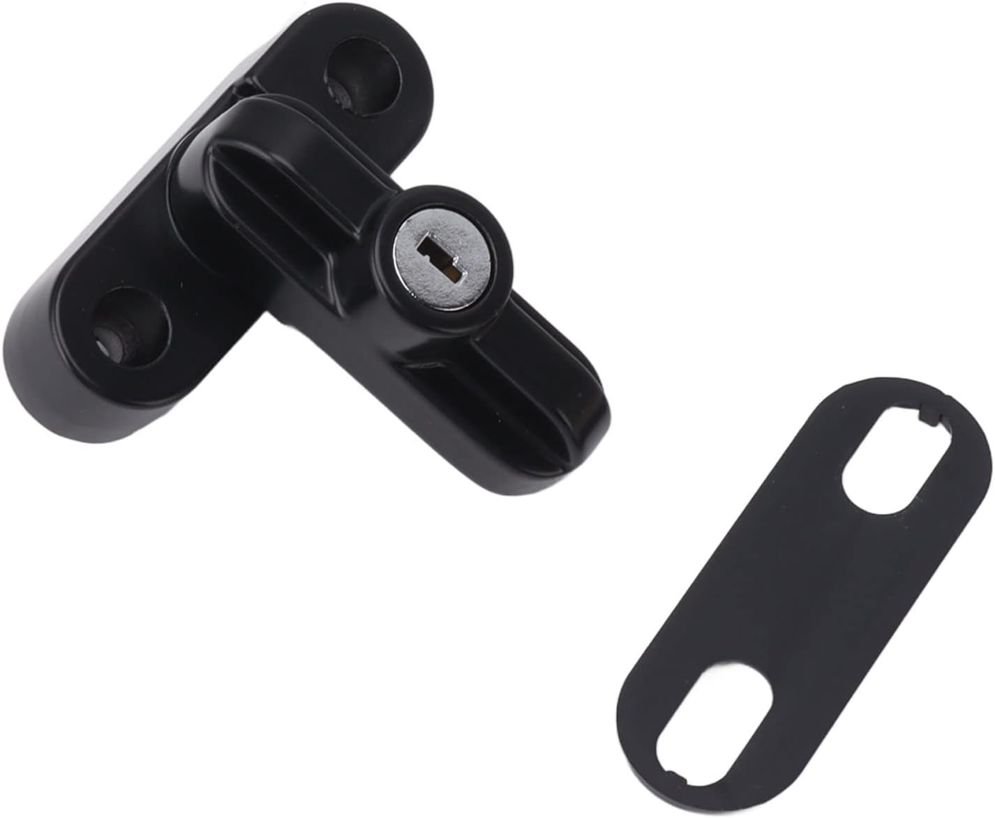 Hapivida T Type Latch Lock for Outward Opening Windows, Aluminum Alloy Window Security Lock, Easy Installation, Suitable for Home Safety (Black)