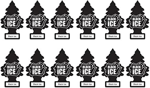 LITTLE TREES Car Air Freshener | Hanging Paper Tree for Home or Car | Black Ice | 12 Pack
