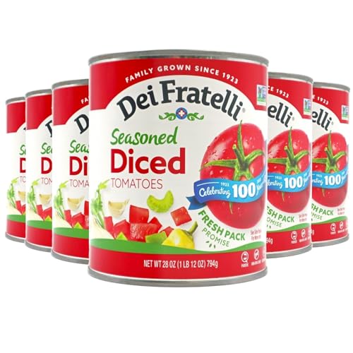 Dei Fratelli Seasoned Diced Tomatoes (28 oz. Cans, 6 pack) - Vine-Ripened – Non GMO, Gluten-Free