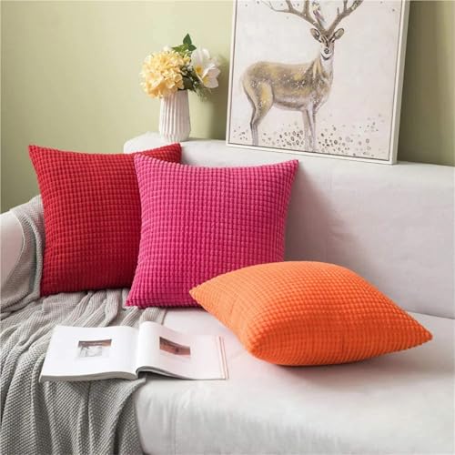 Coussin velours cotelé violet gros grains décoration canapé