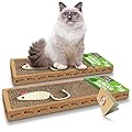 Cat Scratching Board 2pcs - Reversible and Ecofriendly Cat Scratch Pad for Small and Large Cats | Cardboard Cat Scratchers with Play Mouse 37.5 x 12 cm | Includes SOL Notebook