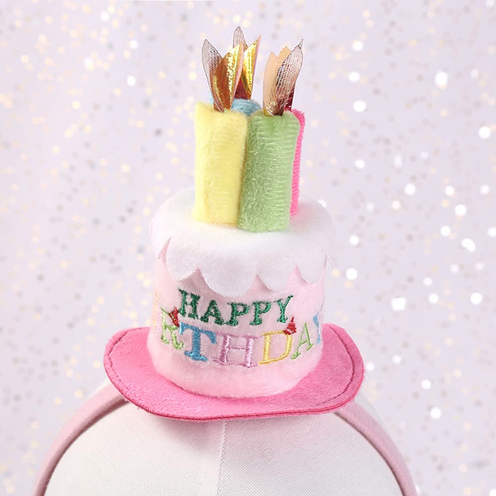 YGCHEN Compleanno Cerchietto Mini Cappello Fascia Torta Candele Cerchietti Happy Birthday Corona Tiara Festa Fascia per Capelli Bambini Compleanno Cappellini Cerchietto 2 Pezzi