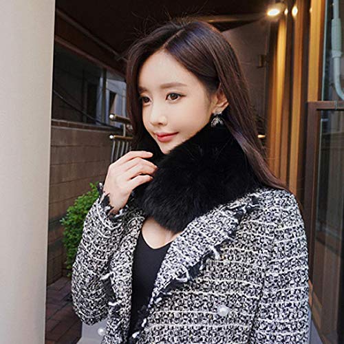 Women Fashion Solid Color Faux Fox Fur Scarf Collar Winter Soft Warm Neck Warmer Wrap Black4