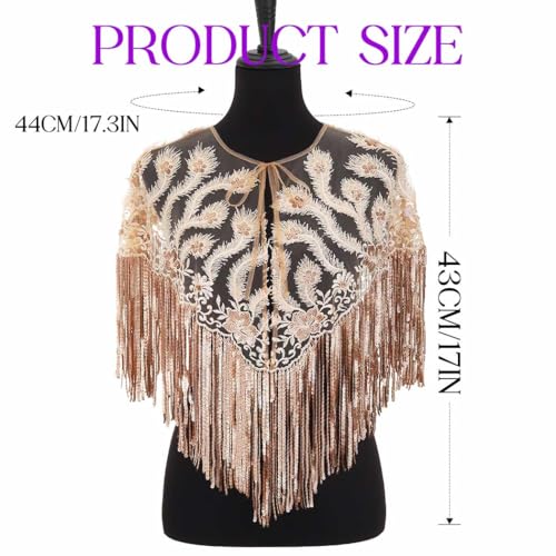 EVILD Womens 1920s Sequin Shawls and Wraps Wedding Cape for Evening Dresses2