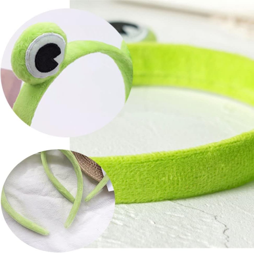 UngVeil 2 Pieces Cute Frog Headband Stretchy Frog Hair Accessories Cartoon Frog Headband for Face Washing Shower Sports Yoga Beauty Skincare (Green - Image 3