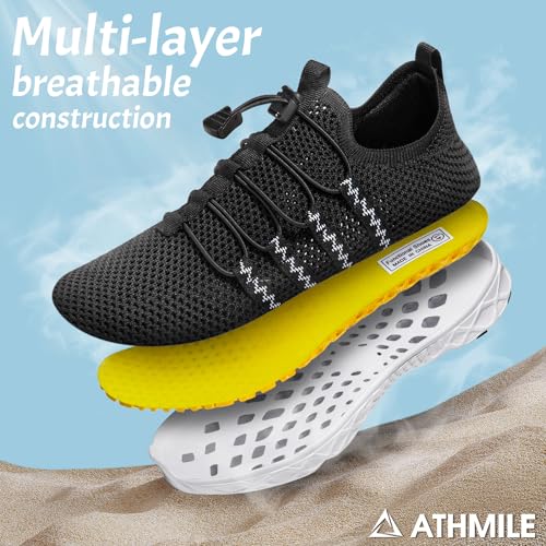 Image of ATHMILE Water Shoes for Men Women Barefoot Hiking Swim River Beach Knit | Adult Lake Pool Aqua Socks Quick Dry for Hiking Surfing Kayaking Sport Accessories Camping Must Haves