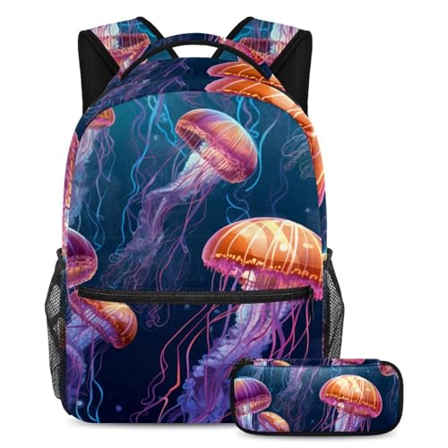 Sac à dos méduse colorée idéal pour les cours au lycée et les voyages de week-end