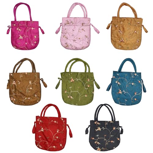 Image of Silk Jewelry Bags Retro Embroidery Fabric Hand Bag Mixed color