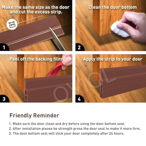 Image of OVIOL Door Bottom Sealing Strip Self-Adhesive Under Gap Filler Rubber Dust Stopper for Home Door Gap Sealing Strip Cockroach Insect Bugs Draft Stopper Waterproof (1 MTR Pack of 1, Brown)