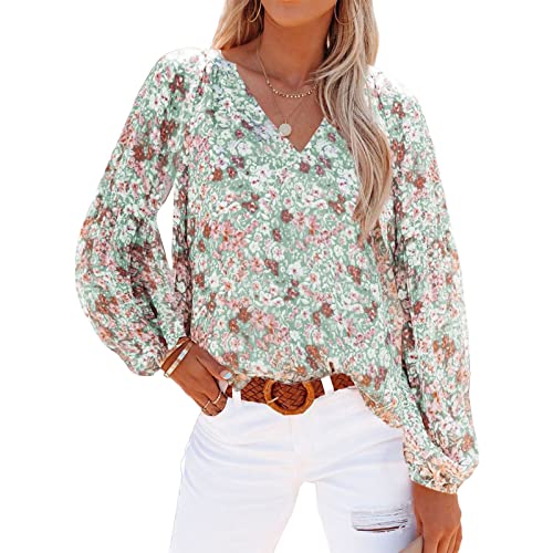 Damen Sommer Frühling Ärmel Chiffon Blumendruck Lange Flare Ärmel...