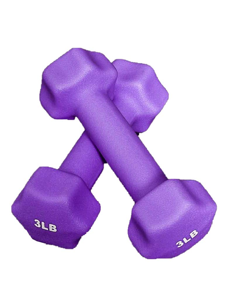 Oggo Dumbbells 3 lbs Pair, Neoprene Coated Dumbbell Hand Weights, 3 Pound Hex Rubber Dumbbells Set of 2 for Adult Kit Home Gym Dumbbells Exercise Equipment