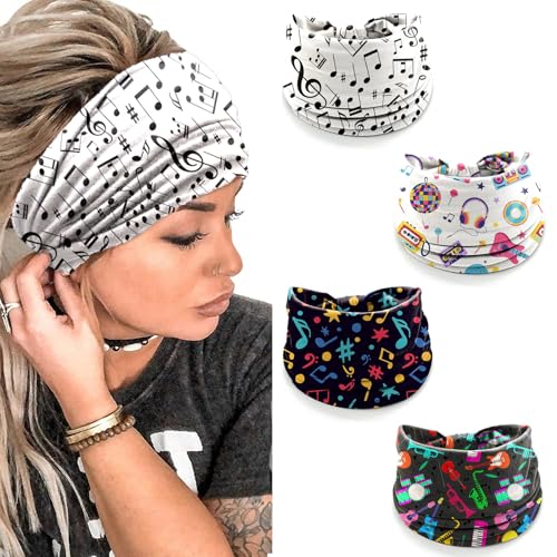 4 Pack Music Headbands Men, Electric Musical Notes