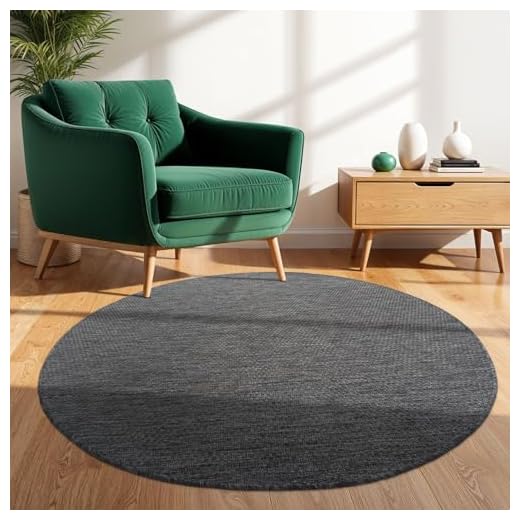 Matta För Utomhus Köksmatta Balkong Terrass Universalfärgad Design Modern, Färg:Antracit, Storlek:Ø 200 cm Runda