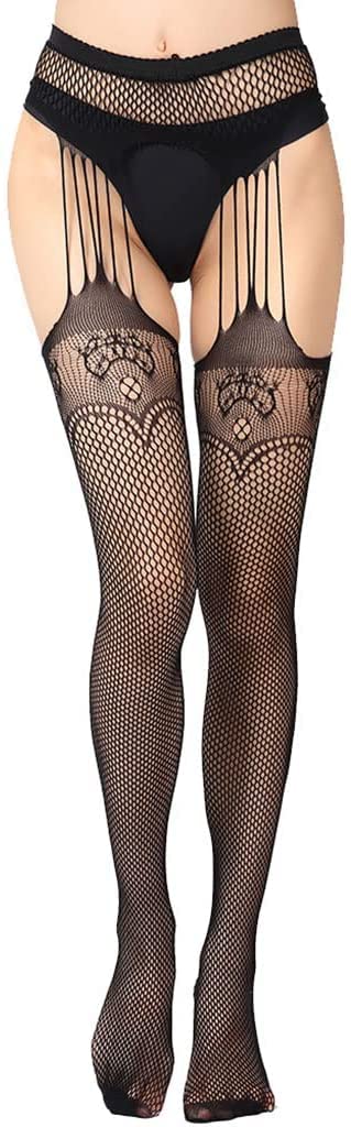 2 Paires de Bas Noirs pour Femmes, Bas Jarretelles Une pièce, Lingerie Sexy, Dentelle, Long Tube, Belles Jambes, Bas Jarretelles pour Femmes (Noir c) (Noir b)