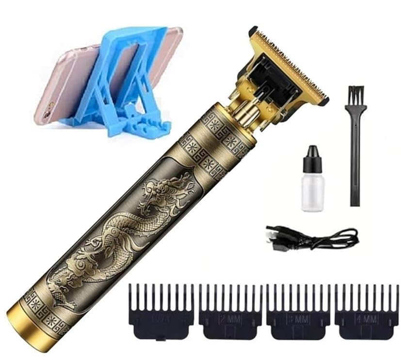 T9 Vintage Professional Hair Trimmer For Men –Golden Body,Cordless,4 Guide Combs,USB Rechargeable,Men'S T9 Golden –Zero Gap Beard & Hair Clipper With Guide Combs & Brush Plastic Gold-image-23