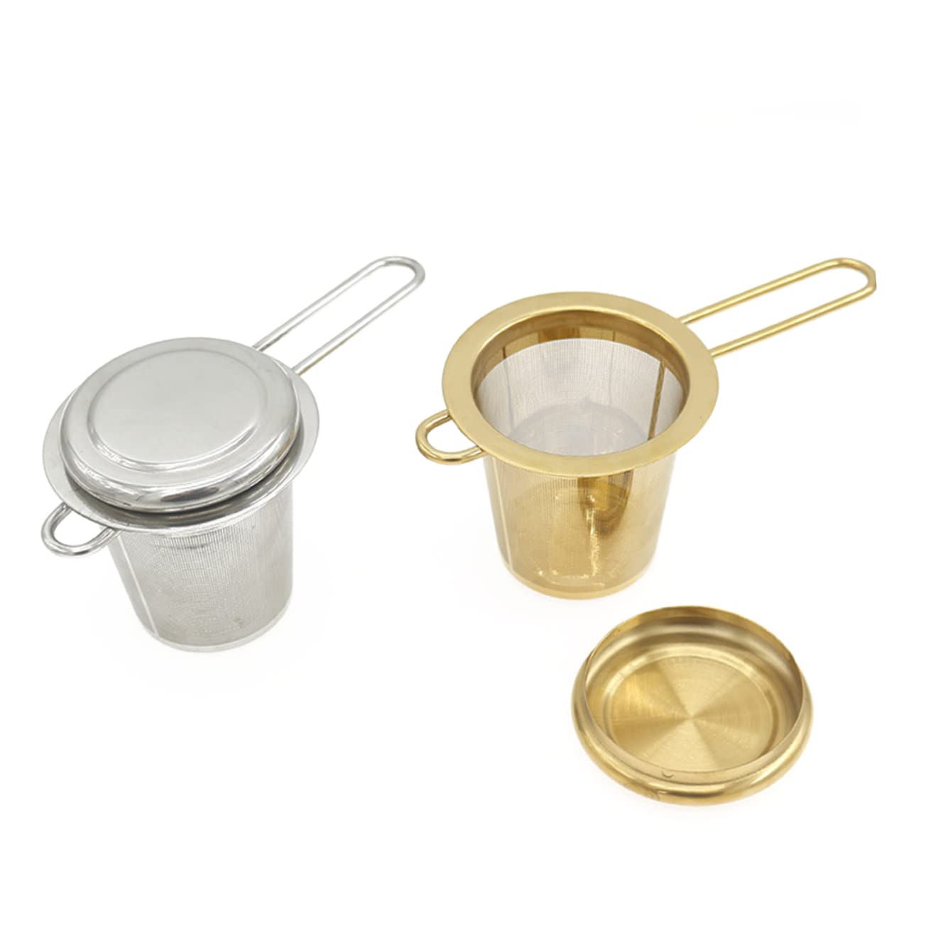 MAGICLULU Loose Leaf Tea Infuser Collapsible Long Handle Stainless Steel Tea Strainer with Extra Fine Mesh for Easy Brewing Mugs and Teapots Dishwasher Safe Golden