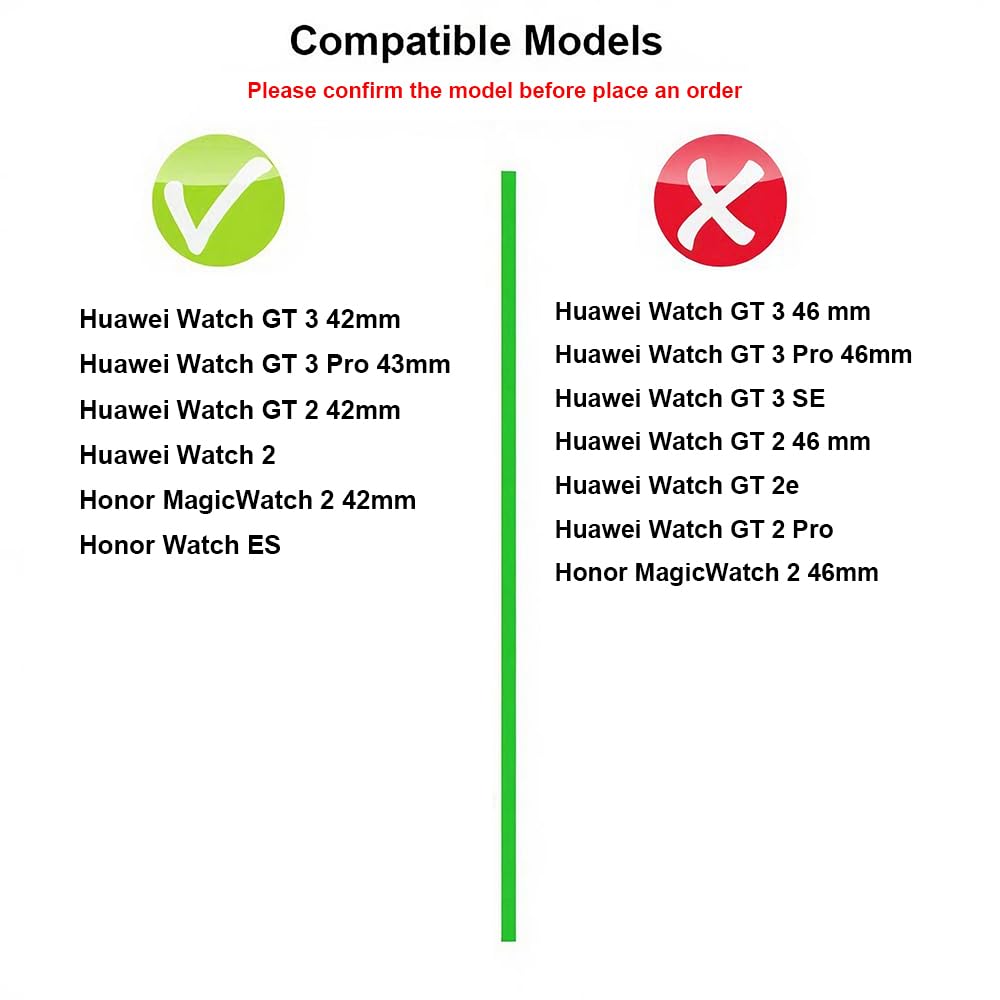 Silikon Pasek do Zegarka do Huawei Watch GT 2 42mm/GT 3 42mm/3 Pro 43mm/Watch2, 20mm Sport Paski Bransoletka Pasek do Honor Watch ES