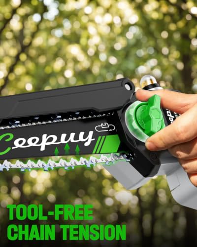 Image of CEEPUY 8 Inch Brushless Mini Chainsaw with 2x4000mAh Batteries, Battery Powered Handheld Electric Chainsaw with Automatic Oiler /Safety Lock, Ideal for Tree Pruning, Branch Trimming & Wood Cutting