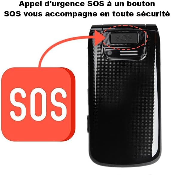 Close-up of the SOS button on the back of the VOCA V340 phone