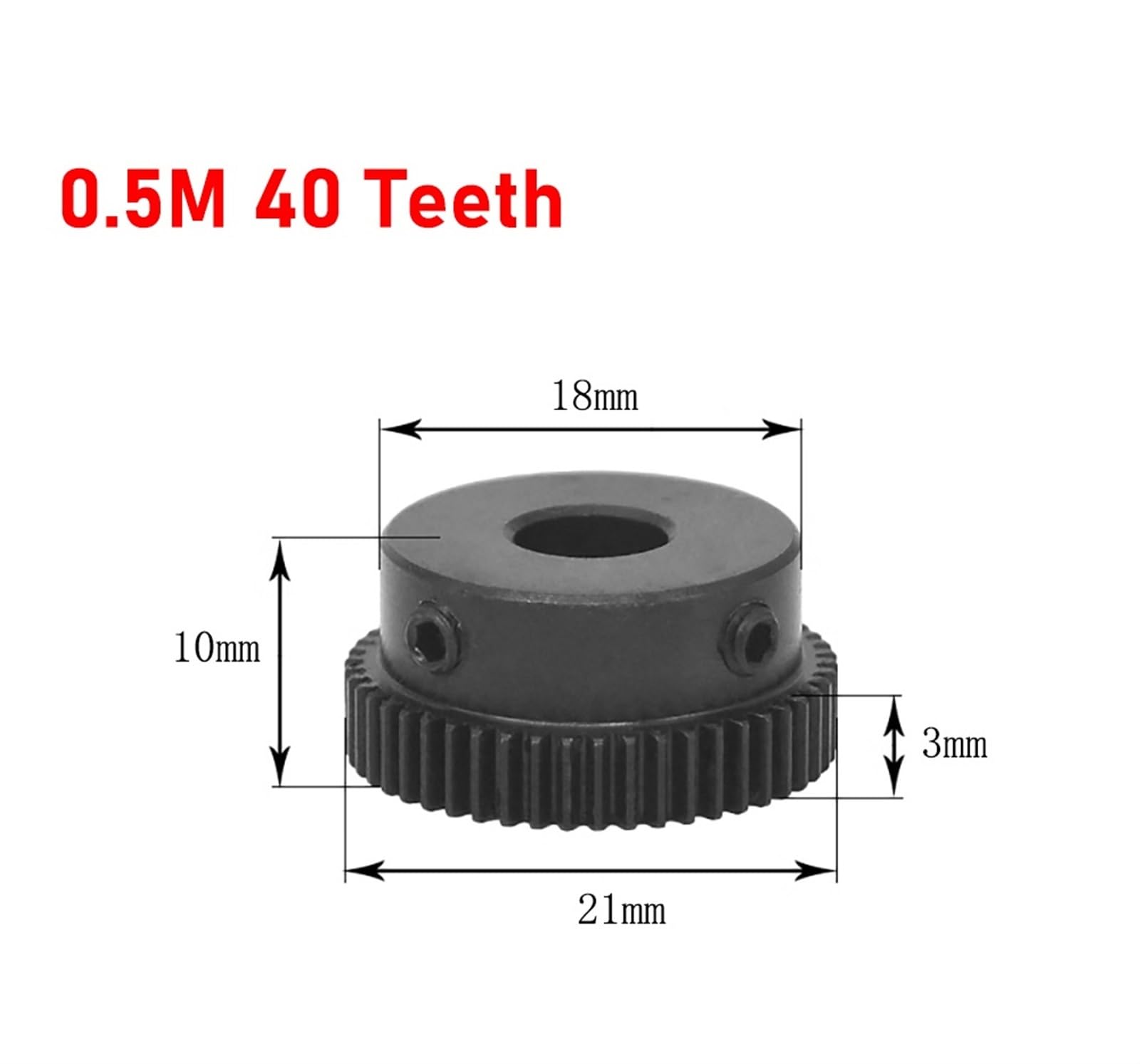 Bevel Gear Pinion Hardware Mechanical 1pcs 0.5 Mod Spur Gear 40 Teeth Step Convex Pinion Gear Steel Metal Motor Gear Bore 4/5/6/6.35/8/10mm(6mm)