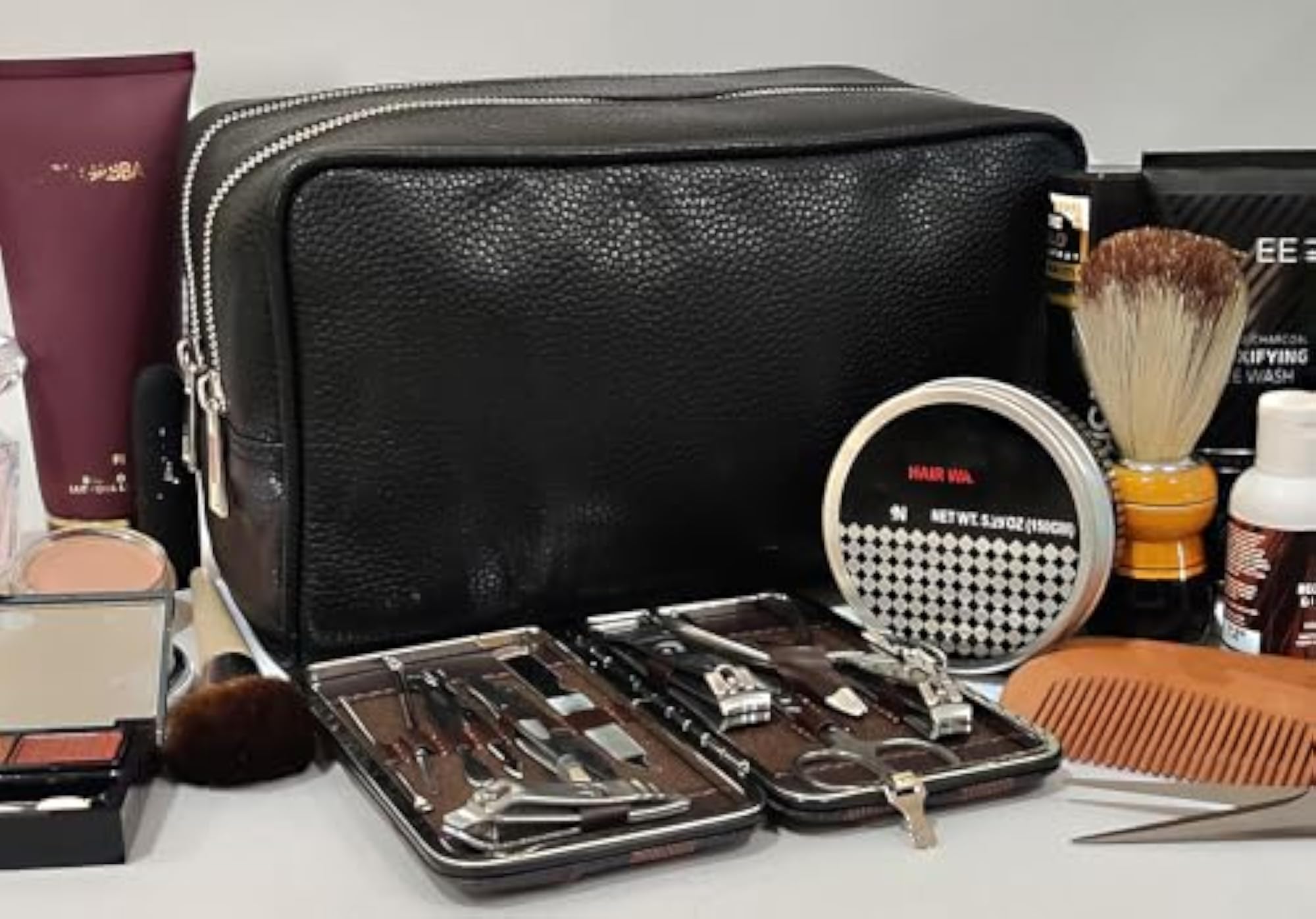 Genuine Leather Handmade Travel Toiletry Bag, Black