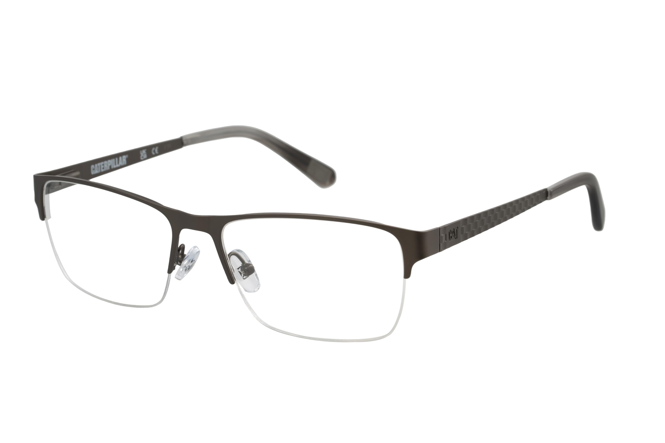 CAT Brille mit Sehstärke für Herren optional mit Sonnenbrillentönung oder Blaulichtfilter, Oval, gefertigt aus Edelstahl (inklusive Brillenetui)