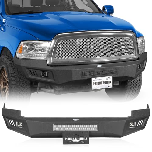 Hooke Road 09-12 Ram 1500 Steel Front Bumper Compatible with 2009 2010 2011 2012 Dodge Ram 1500 - Guardian Offroad Bumper w/LED Lights