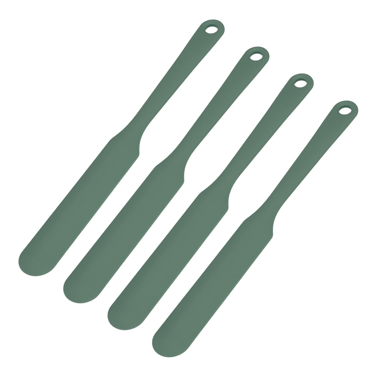 sourcing map 4Pcs Silicone Jar Spatulas, 8" Long Handle Thin Spatula Heat Resistant Jam Spreader for Scraping Peanut Butter Sourdough Cake Icing in Bottles Blenders Baking, Dark Green
