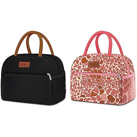 Insulated Lunch Bag for Women/Men,Small Leakproof Cooler Cute Lunch Box Tote for Work Office Picnic Beach or Travel Adult-Pink/Black Bags Cover