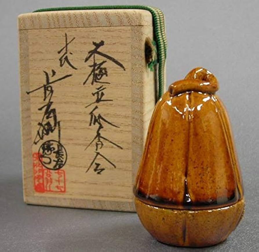 昭阿弥造 染付『山風景人物文』横瓜香合 染付香合 箱