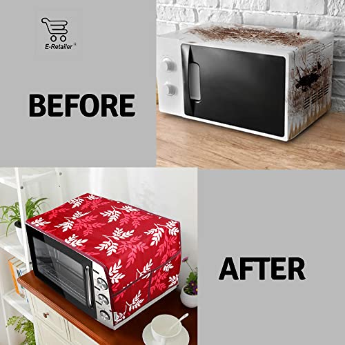 Image of Polyester 3-Layered Microwave Oven Top Cover With 4 Utility Pockets Suitable for Upto 30 Liter (Color- Maroon, Size-36x14 Inches)