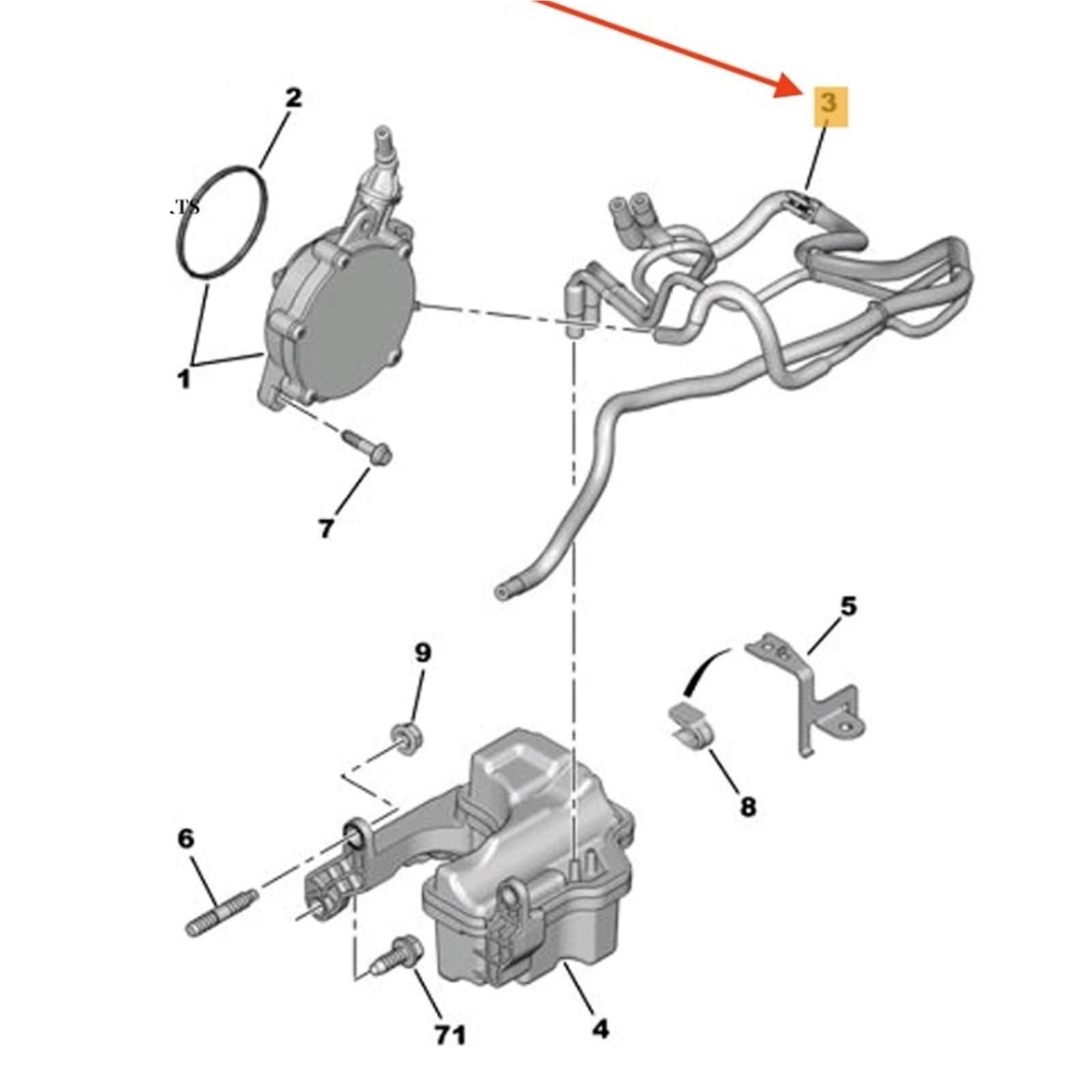 rura hamulcowa 1X 4578P1 Wąż podciśnieniowy hamulca samochodowego pasujący do Peugeot 208 3008 308 308T9 408 T73 5008 508 RCZ C5X7 DS3 DS5 C4 (B7) - DS4