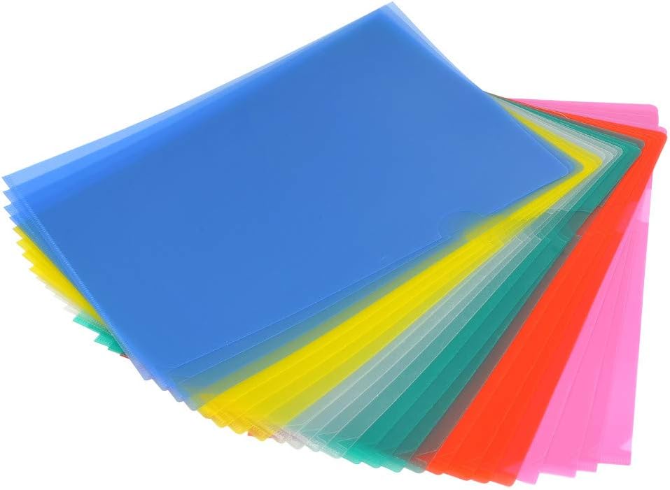 POKIENE 24PCS A4 Folders, A4 Coloured Folders Plastic, Presentation Project Folder, File Protection Covers, Cut Flush Folders Top & Side Open Report File, Project Cover Files (6 Colors)