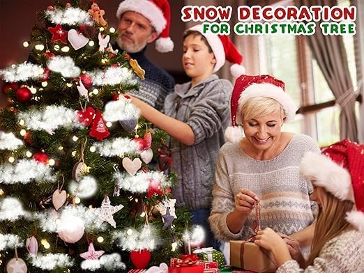 Christmas Fake Snow Decorations - Cotton-Like Fluffy Indoor Snow - Artificial Snow for Cape Village or Nativity, for Christmas Decorations Under The Christmas Tree (18oz / 500g)
