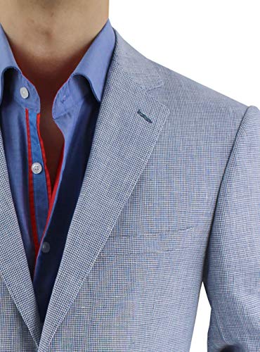 DTI BB Signature Men's Italian Two Button Linen Suit Jacket Blazer Modern Fit3