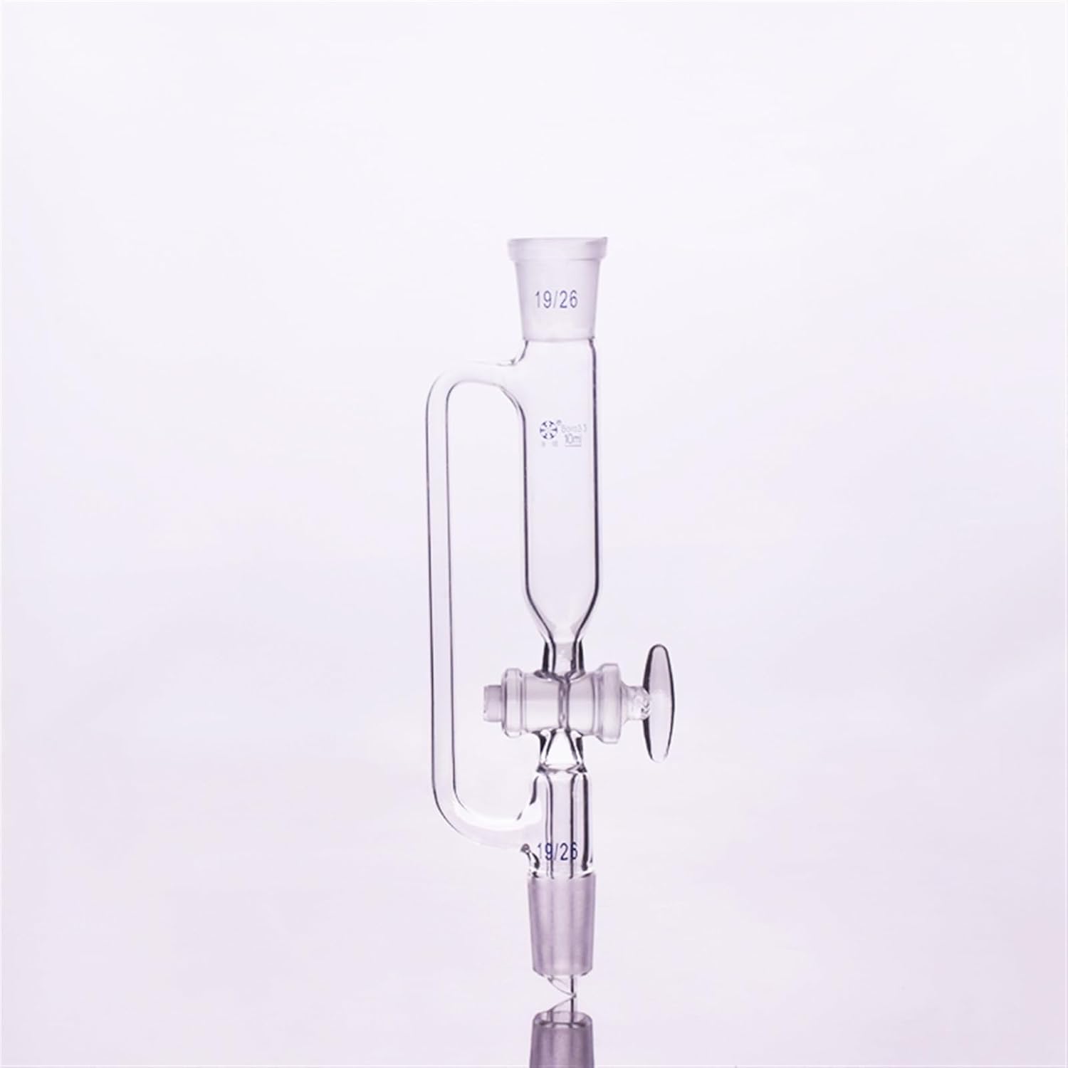 Separatory Funnel Constant Pressure Cylindrical Shape,Standard Ground Mouth.Capacity 10ml,Joint 19/26+,Glass Switch Valve