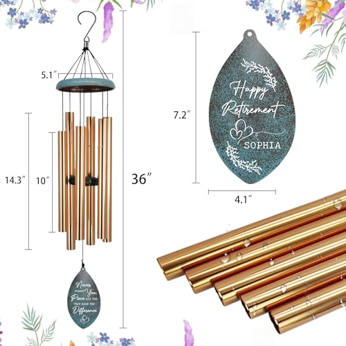Image of ASTARIN Personalized Happy Retirement Gift 2026, Retirement Wind Chimes for Women Men, 35 inch Large Deep Tone Wind Chime Retire Gifts for Teacher Co-Workers Boss Husband Friends Parents