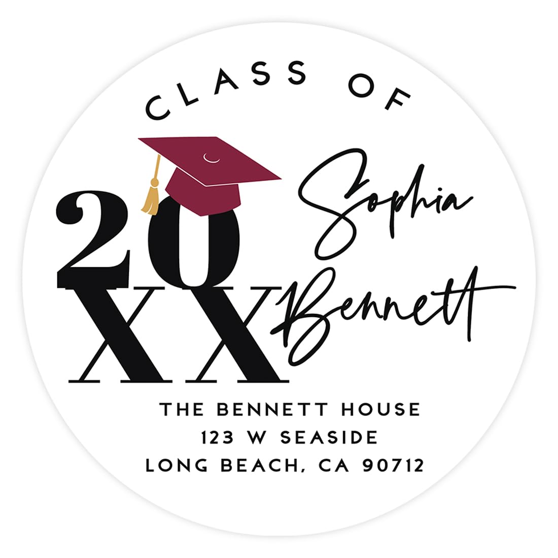 Andaz Press Graduation Return Address Labels Personalized for Graduation Invitations 2026 Color Cap Custom Grad Stickers for Mailing Envelopes
