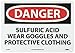 NMC D616AB OSHA Sign, Legend "DANGER - SULFURIC ACID WEAR GOGGLES AND PROTECTIVE CLOTHING", 14" Length x 10" Height, Aluminum, Black/Red on White