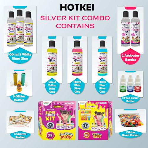 Image of HOTKEI Make 30+ Multicolor Scented DIY Magic Toy Slimy Slime Gel Jelly Putty Making Kit Set - 6 Glue & 2 Activator Bottles
