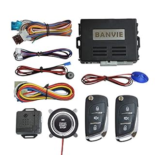BANVIE ① Car Keyless Entry Security Alarm System + ② Remote Engine Starter + ③ Push to Start Stop Iginition Button