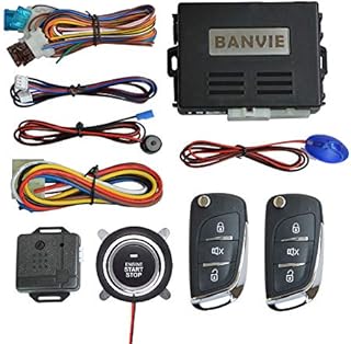 BANVIE ① Car Keyless Entry Security Alarm System + ② Remote Engine Starter + ③ Push to Start Stop Iginition Button