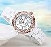 Womens Luxury Wrist Watch Fashion Rhinestone White Ceramic Watch Casual Lady Nice Dress Watches (Rose Gold)