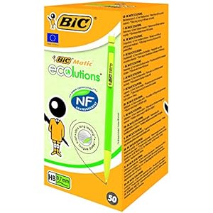 BIC Matic ECOlutions Mechanical Pencils – Box of 50 with Assorted Barrel Colours – 0.7 mm HB Friendly Pencils with…