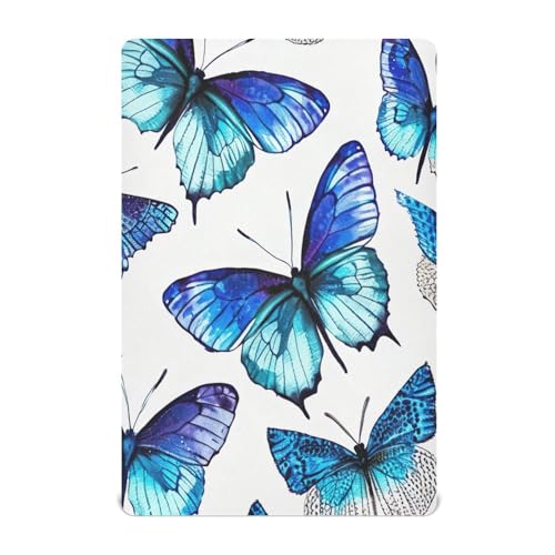 Haskirky Blue Butterfly Baby Crib Sheets for Boys Girls Soft Breathable Elasticity Fitted Unisex Crib Sheet for Standard Crib Mattress 27 x 39 inches